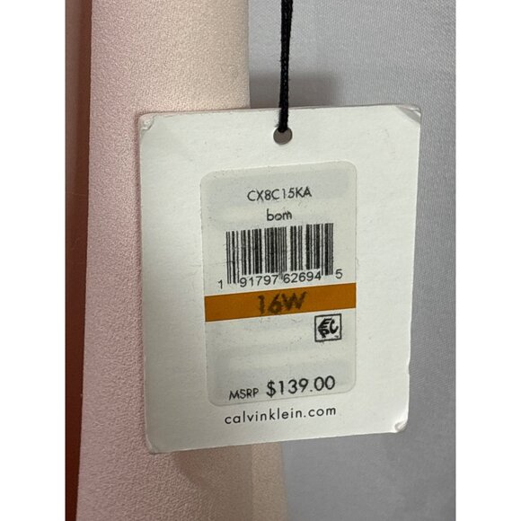 Calvin Klein Womens Light Pink Short Sleeve A-Line Dress Size 16W Midi New - Picture 5 of 8